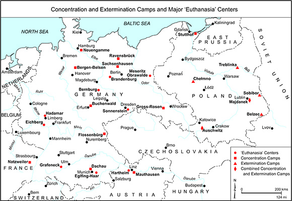 Concentration and Extermination Camps and Major "Euthanasia" Centers